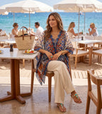 Stylish Rhinestone Lace-Up V-Neck Women's Caftan Poncho Cover-Up by Sakkas Aymee - Che Cose Belle