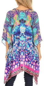 Stylish Rhinestone Lace-Up V-Neck Women's Caftan Poncho Cover-Up by Sakkas Aymee - Che Cose Belle