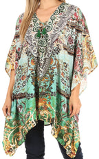 Stylish Rhinestone Lace-Up V-Neck Women's Caftan Poncho Cover-Up by Sakkas Aymee - Che Cose Belle