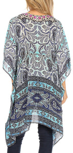 Stylish Rhinestone Lace-Up V-Neck Women's Caftan Poncho Cover-Up by Sakkas Aymee - Che Cose Belle