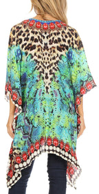 Stylish Rhinestone Lace-Up V-Neck Women's Caftan Poncho Cover-Up by Sakkas Aymee - Che Cose Belle
