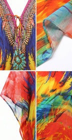 Stylish Rhinestone Lace-Up V-Neck Women's Caftan Poncho Cover-Up by Sakkas Aymee - Che Cose Belle