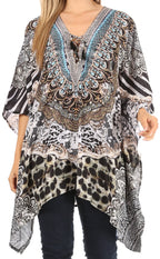 Stylish Rhinestone Lace-Up V-Neck Women's Caftan Poncho Cover-Up by Sakkas Aymee - Che Cose Belle