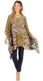 Stylish Rhinestone Lace-Up V-Neck Women's Caftan Poncho Cover-Up by Sakkas Aymee - Che Cose Belle