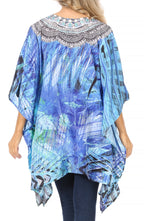 Stylish Rhinestone Lace-Up V-Neck Women's Caftan Poncho Cover-Up by Sakkas Aymee - Che Cose Belle