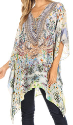 Stylish Rhinestone Lace-Up V-Neck Women's Caftan Poncho Cover-Up by Sakkas Aymee - Che Cose Belle