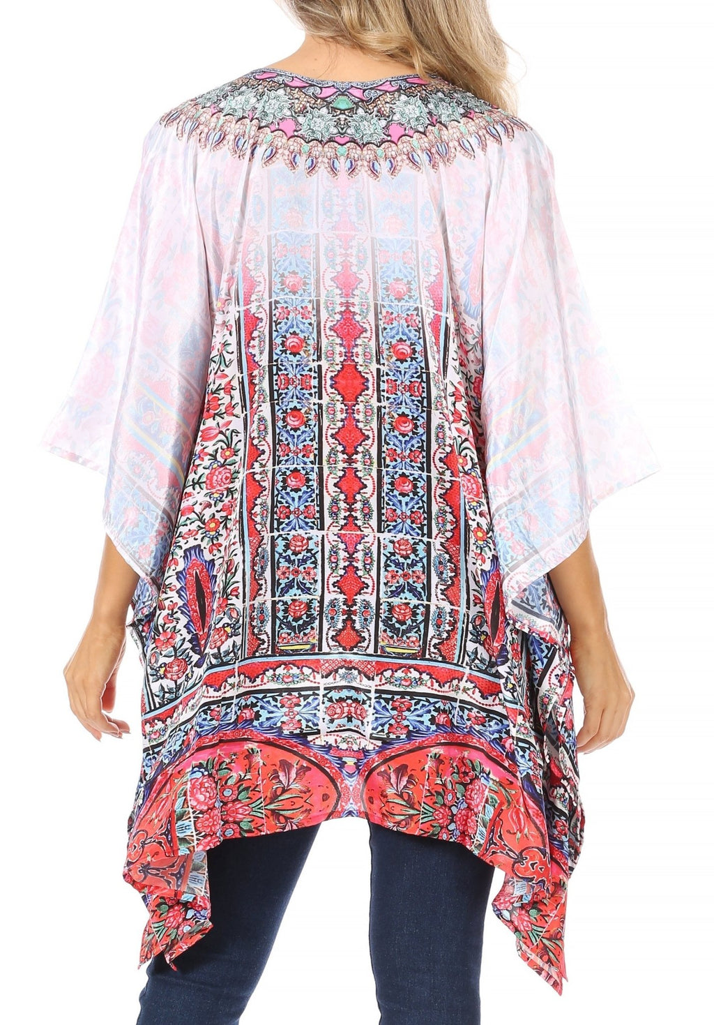 Stylish Rhinestone Lace-Up V-Neck Women's Caftan Poncho Cover-Up by Sakkas Aymee - Che Cose Belle
