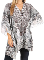 Stylish Rhinestone Lace-Up V-Neck Women's Caftan Poncho Cover-Up by Sakkas Aymee - Che Cose Belle