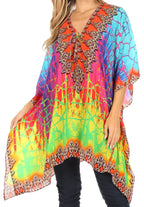 Stylish Rhinestone Lace-Up V-Neck Women's Caftan Poncho Cover-Up by Sakkas Aymee - Che Cose Belle
