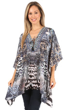 Stylish Rhinestone Lace-Up V-Neck Women's Caftan Poncho Cover-Up by Sakkas Aymee - Che Cose Belle