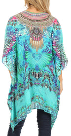 Stylish Rhinestone Lace-Up V-Neck Women's Caftan Poncho Cover-Up by Sakkas Aymee - Che Cose Belle