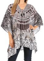Stylish Rhinestone Lace-Up V-Neck Women's Caftan Poncho Cover-Up by Sakkas Aymee - Che Cose Belle