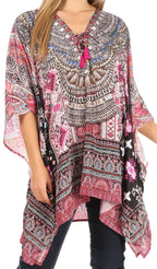 Stylish Rhinestone Lace-Up V-Neck Women's Caftan Poncho Cover-Up by Sakkas Aymee - Che Cose Belle