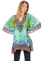 Stylish Rhinestone Lace-Up V-Neck Women's Caftan Poncho Cover-Up by Sakkas Aymee - Che Cose Belle