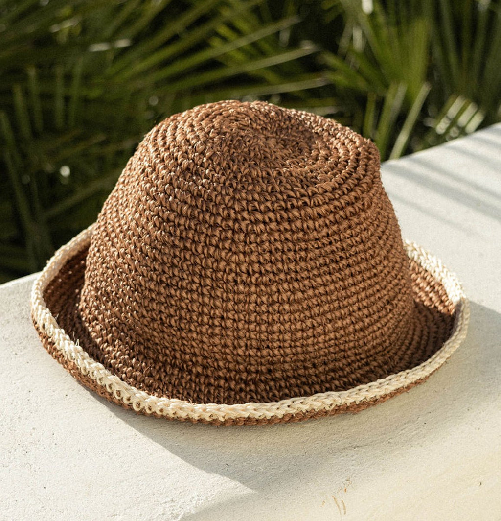 Summer Bucket Hat - Crocheted Brown - Che Cose Belle
