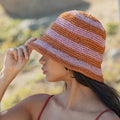 Summer Bucket Hat - Hibiscus Pink Red Stripe - Che Cose Belle