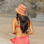 Summer Bucket Hat - Hibiscus Pink Red Stripe - Che Cose Belle