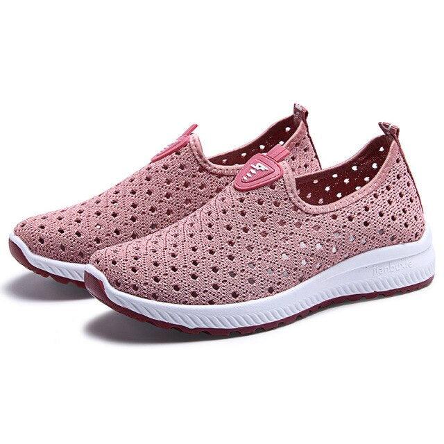 Summer Womens Shoes Breathable Mesh Sneakers Slip On Flats Espadrilles Fashion Trainers Women Comfortable Pink Couple Shoes Outdoor Walking Footwear Shoes - Che Cose Belle