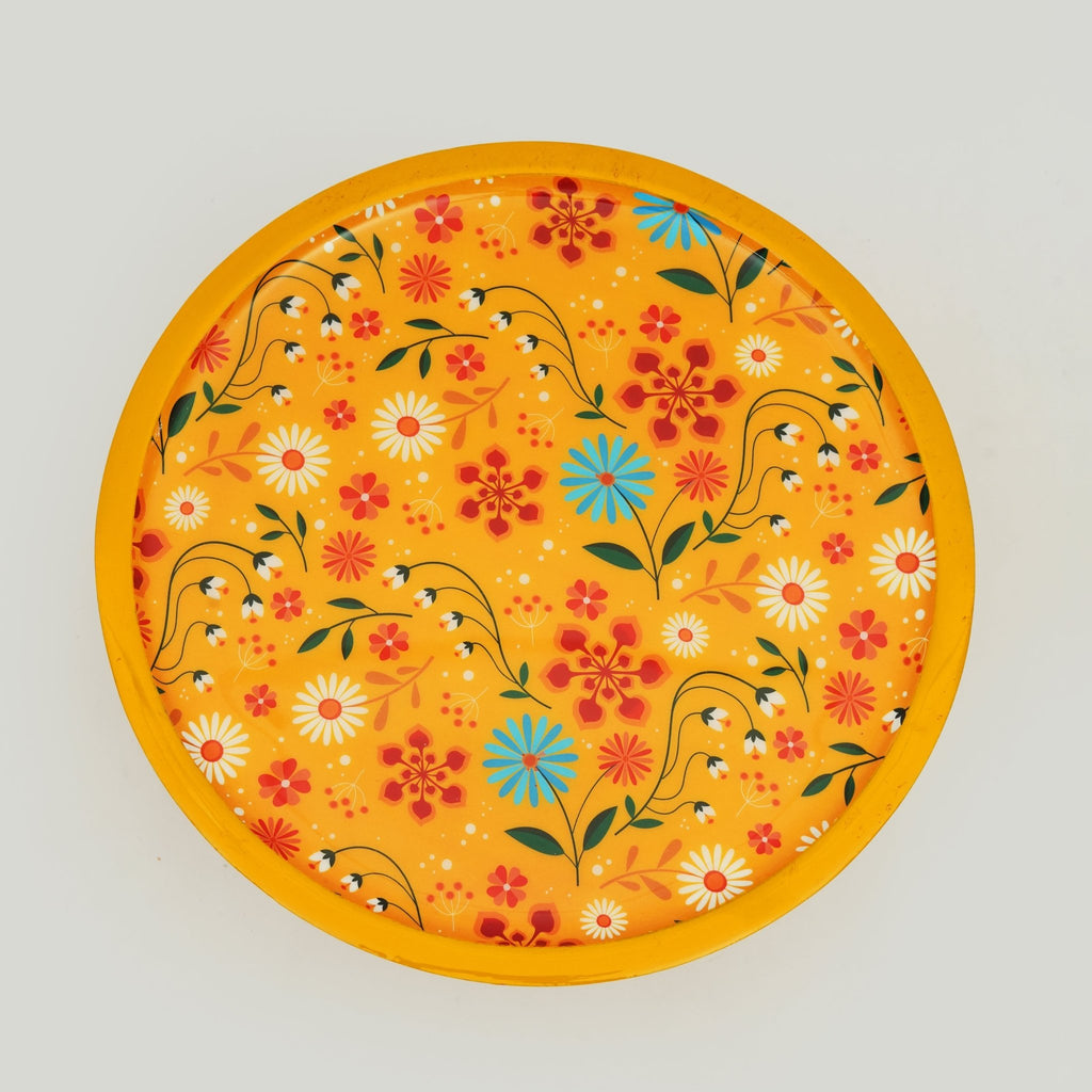 Sunburst Bloom Inlay Yellow Cake Stand - Che Cose Belle