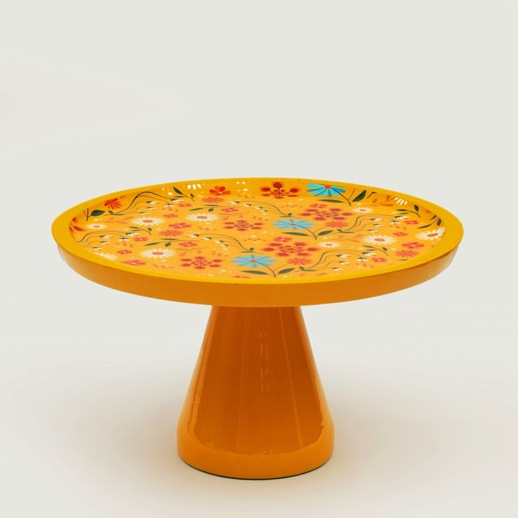 Sunburst Bloom Inlay Yellow Cake Stand - Che Cose Belle