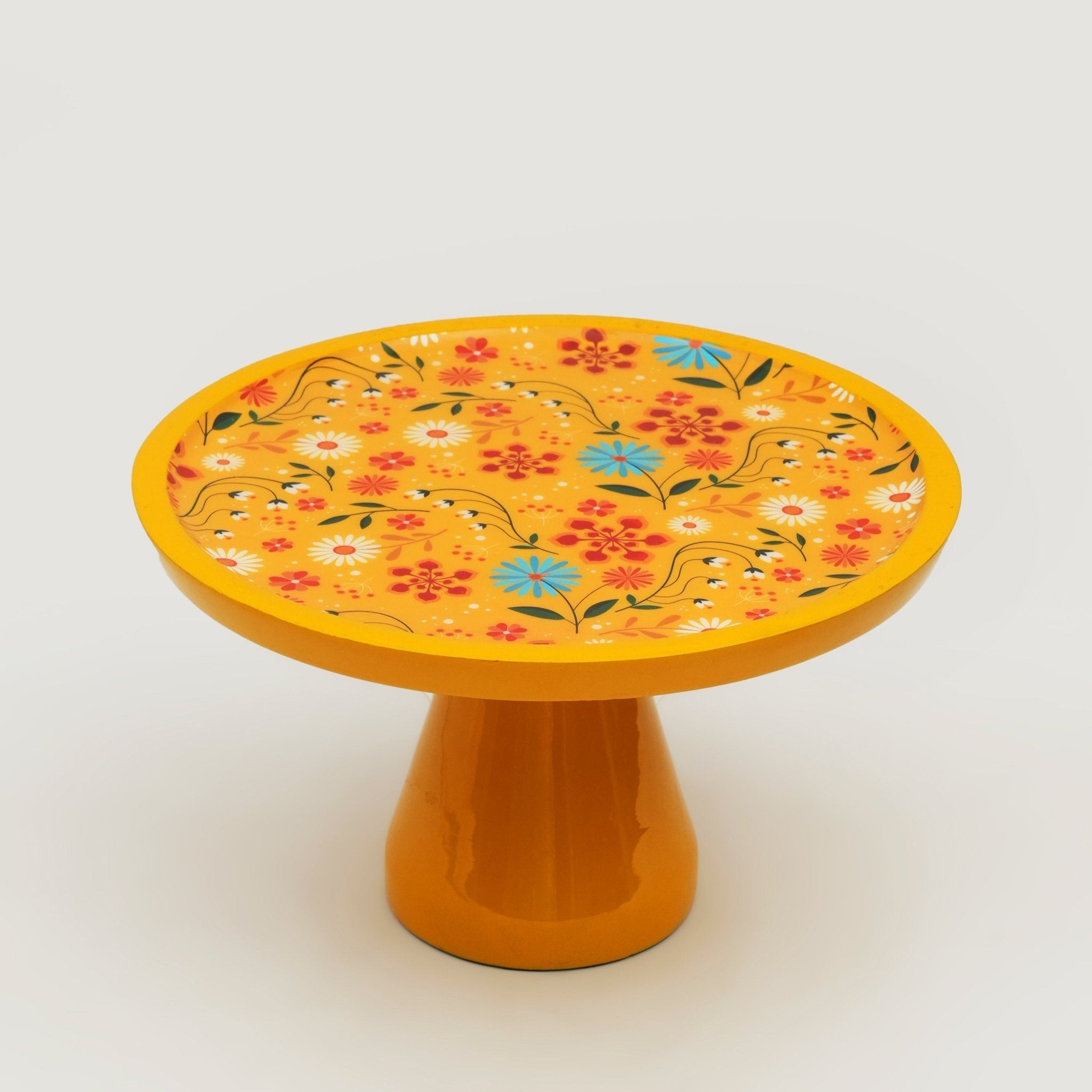 Sunburst Bloom Inlay Yellow Cake Stand - Che Cose Belle