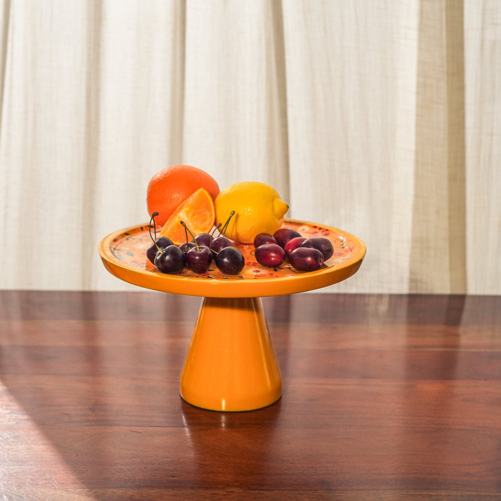 Sunburst Bloom Inlay Yellow Cake Stand - Che Cose Belle