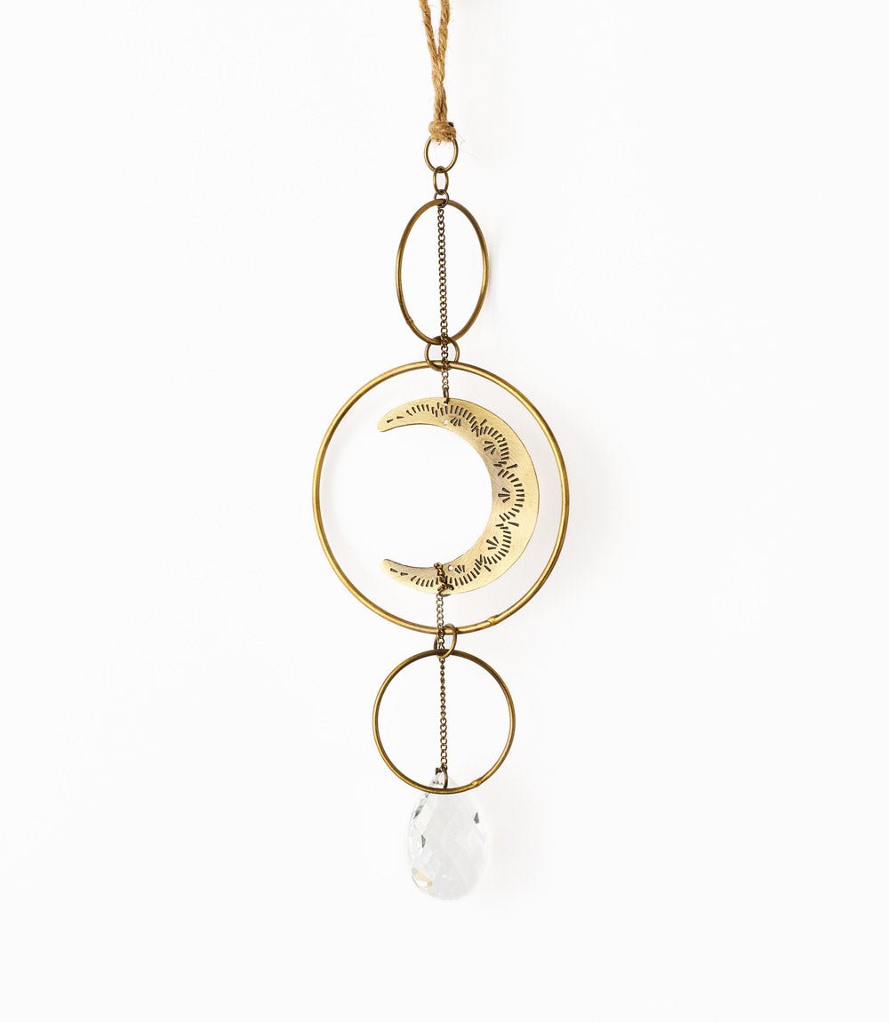 Surya Crescent Moon Brass Suncatcher - Che Cose Belle