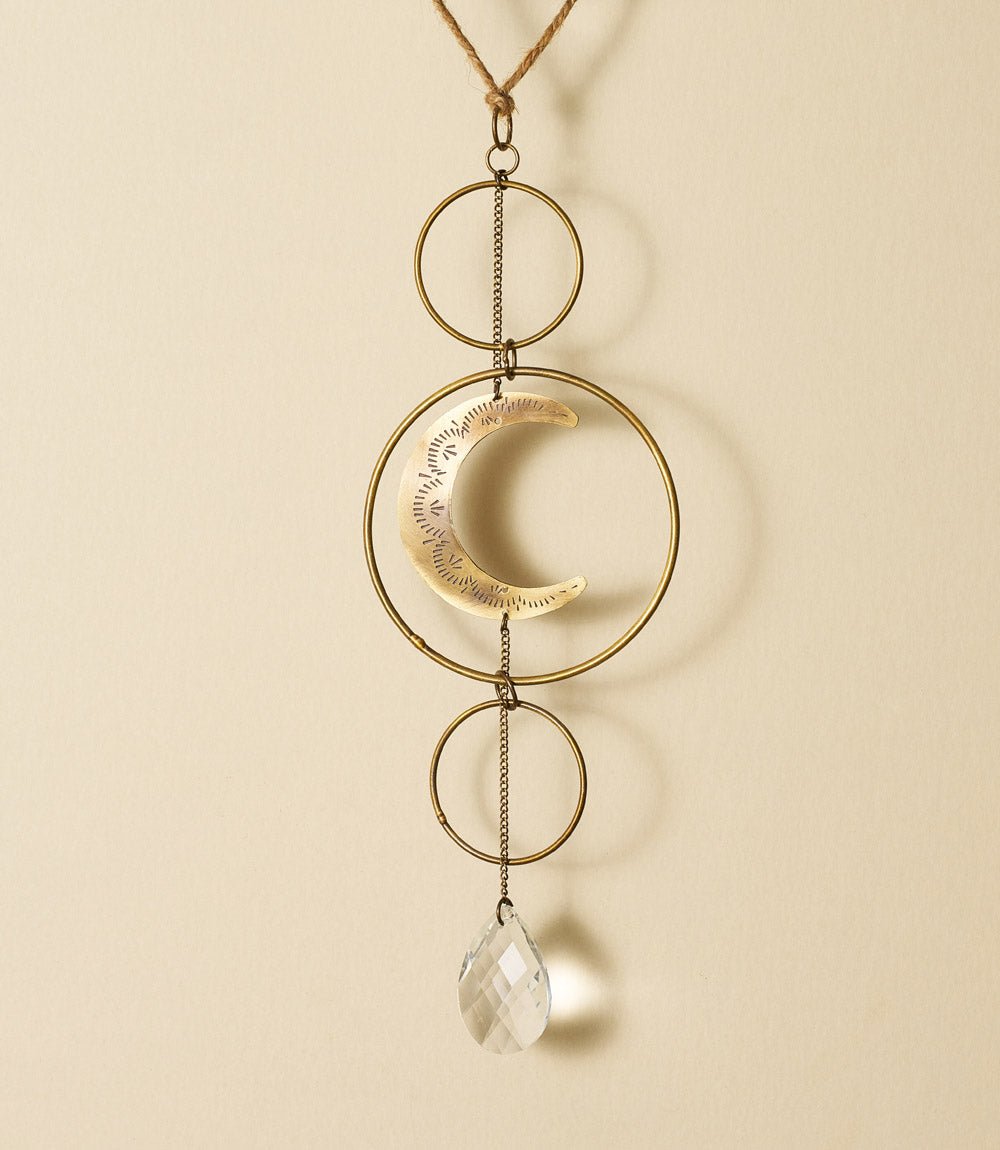 Surya Crescent Moon Brass Suncatcher - Che Cose Belle