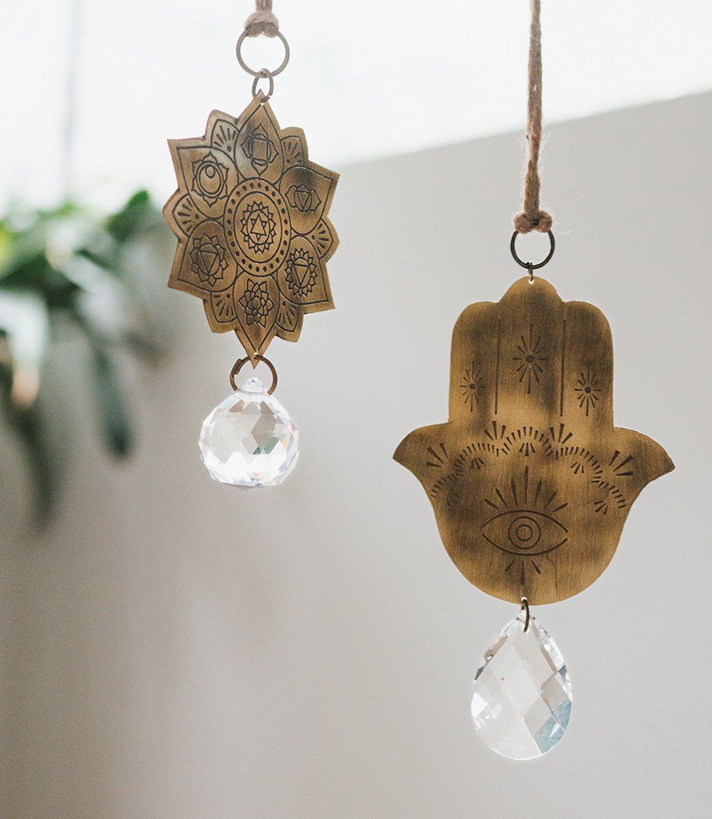 Surya Lotus Engraved Brass Suncatcher - Che Cose Belle
