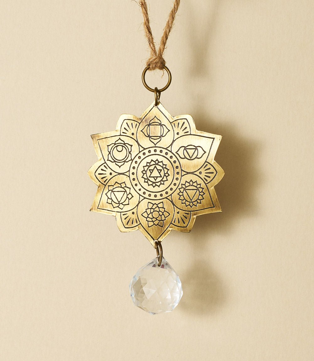 Surya Lotus Engraved Brass Suncatcher - Che Cose Belle