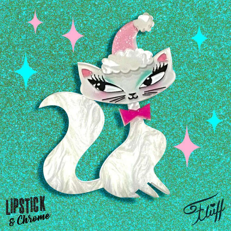 Swanky Pinkmas Kitty Brooch by Miss Fluff x Lipstick & Chrome - Che Cose Belle
