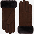 Sydney (brown) – Suede leather gloves with luxurious sheep fur lining - Che Cose Belle