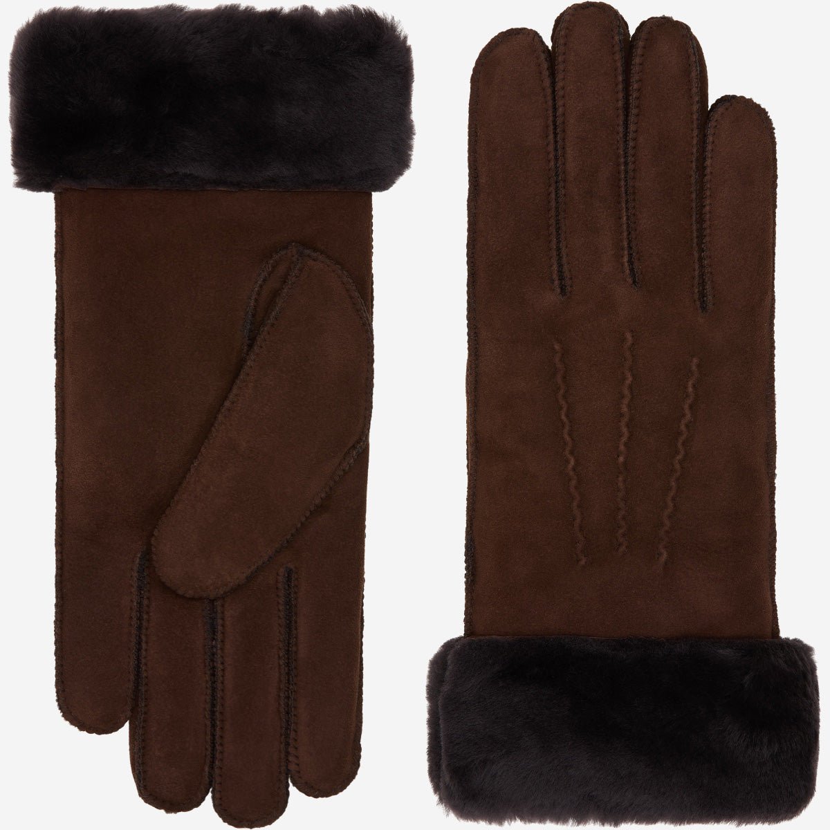 Sydney (brown) – Suede leather gloves with luxurious sheep fur lining - Che Cose Belle