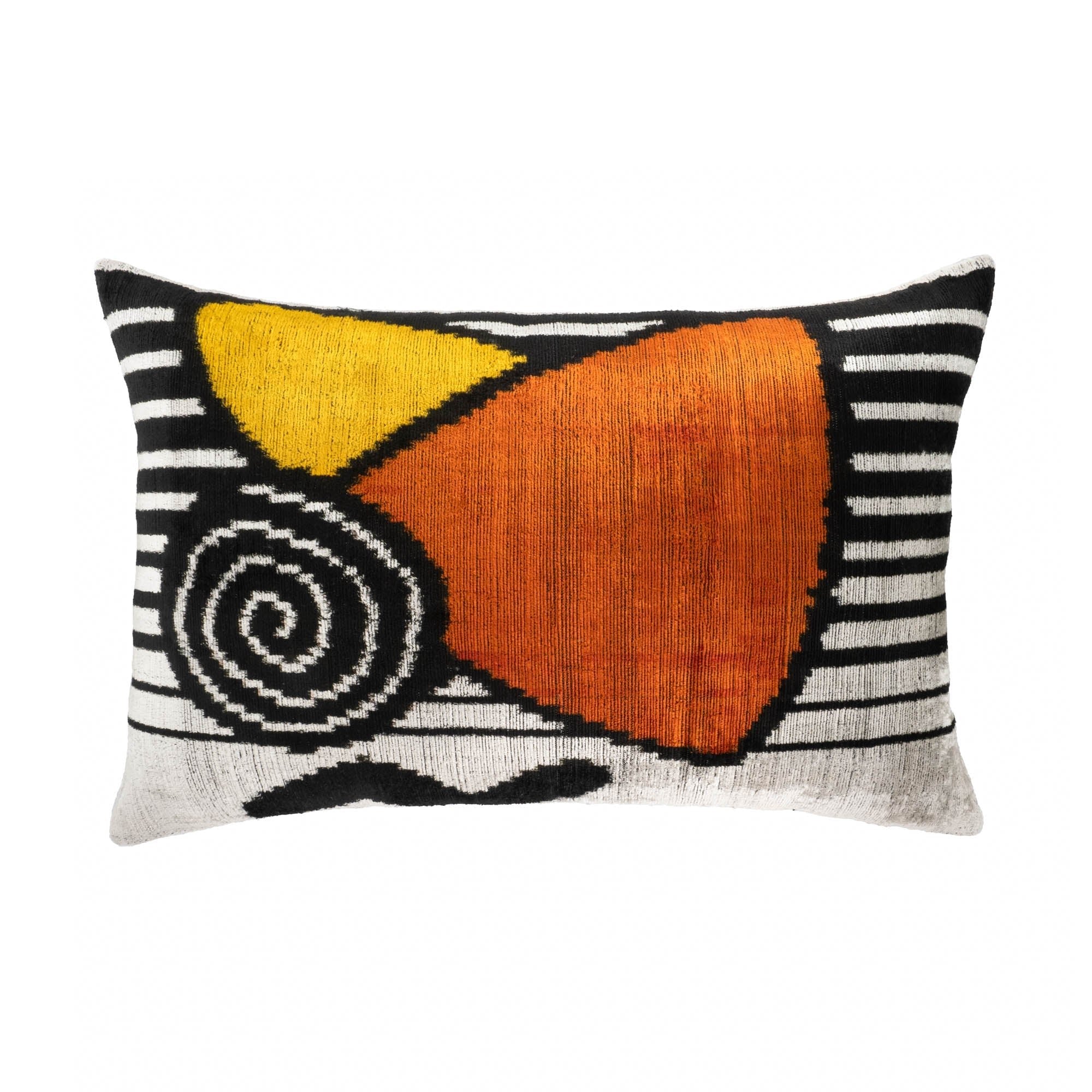 Symphony Silk Velvet Ikat Throw Pillow Cover, 16 X 24 - Che Cose Belle