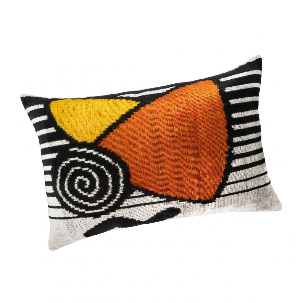 Symphony Silk Velvet Ikat Throw Pillow Cover, 16 X 24 - Che Cose Belle