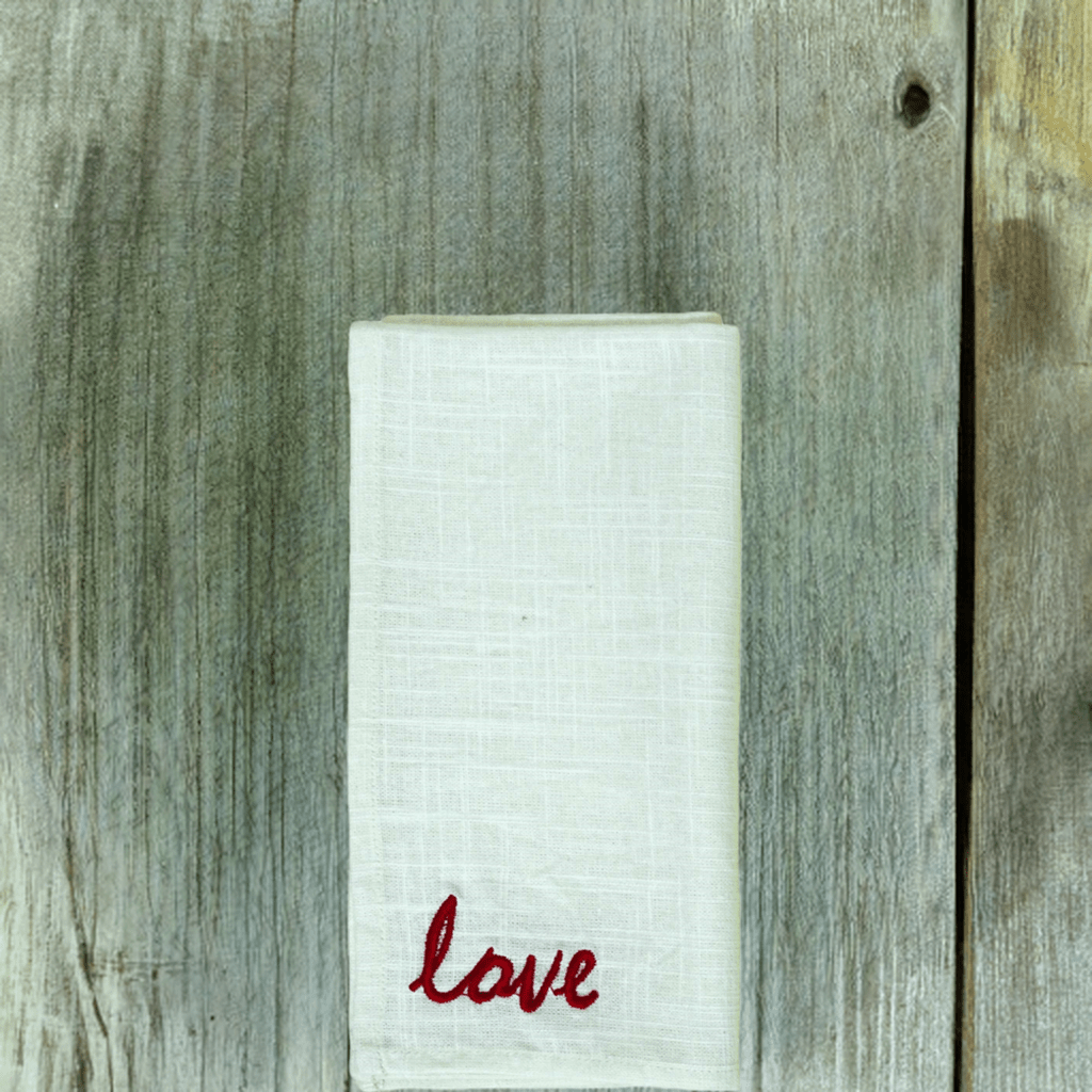 Table Cloth Napkins Set of 4 with Red Embroidery - Che Cose Belle