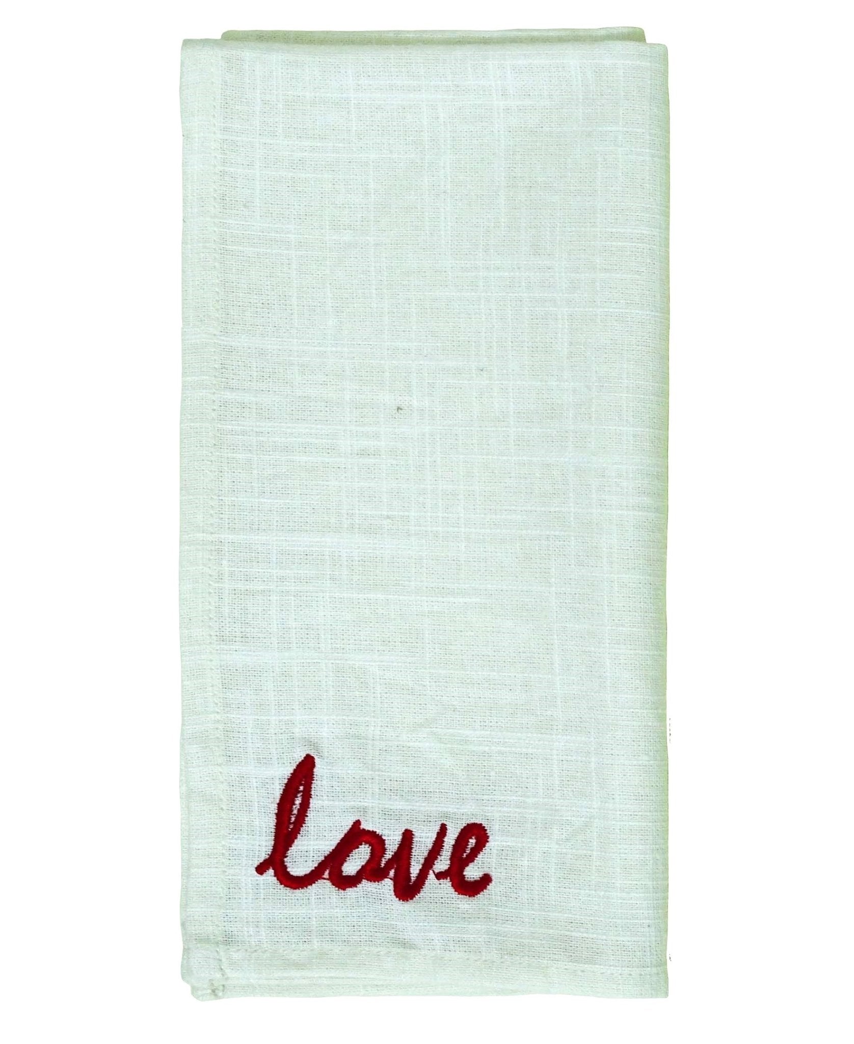 Table Cloth Napkins Set of 4 with Red Embroidery - Che Cose Belle