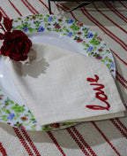 Table Cloth Napkins Set of 4 with Red Embroidery - Che Cose Belle