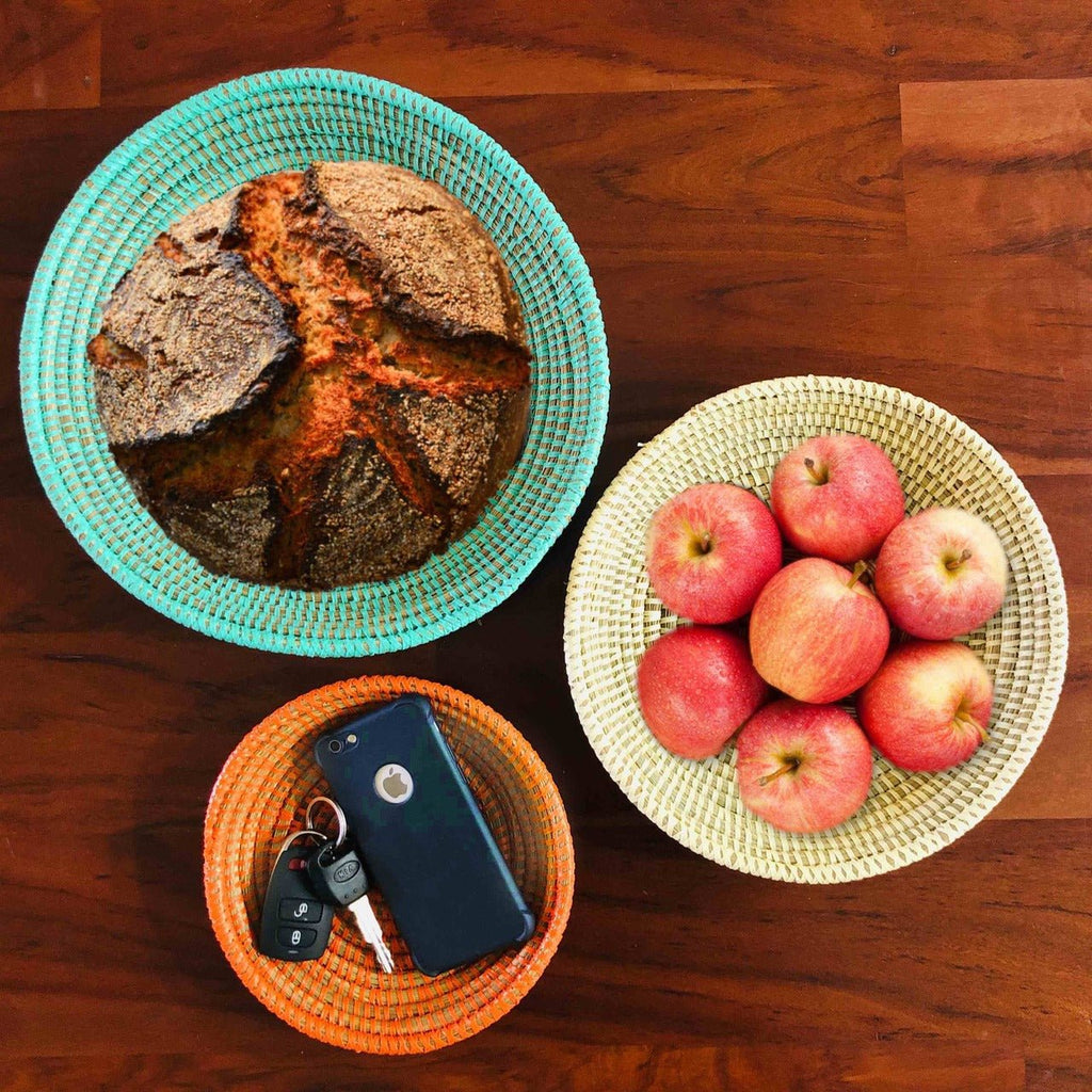 Tabletop Basket Bowl Set - Orange/ Turquoise/ White - Che Cose Belle