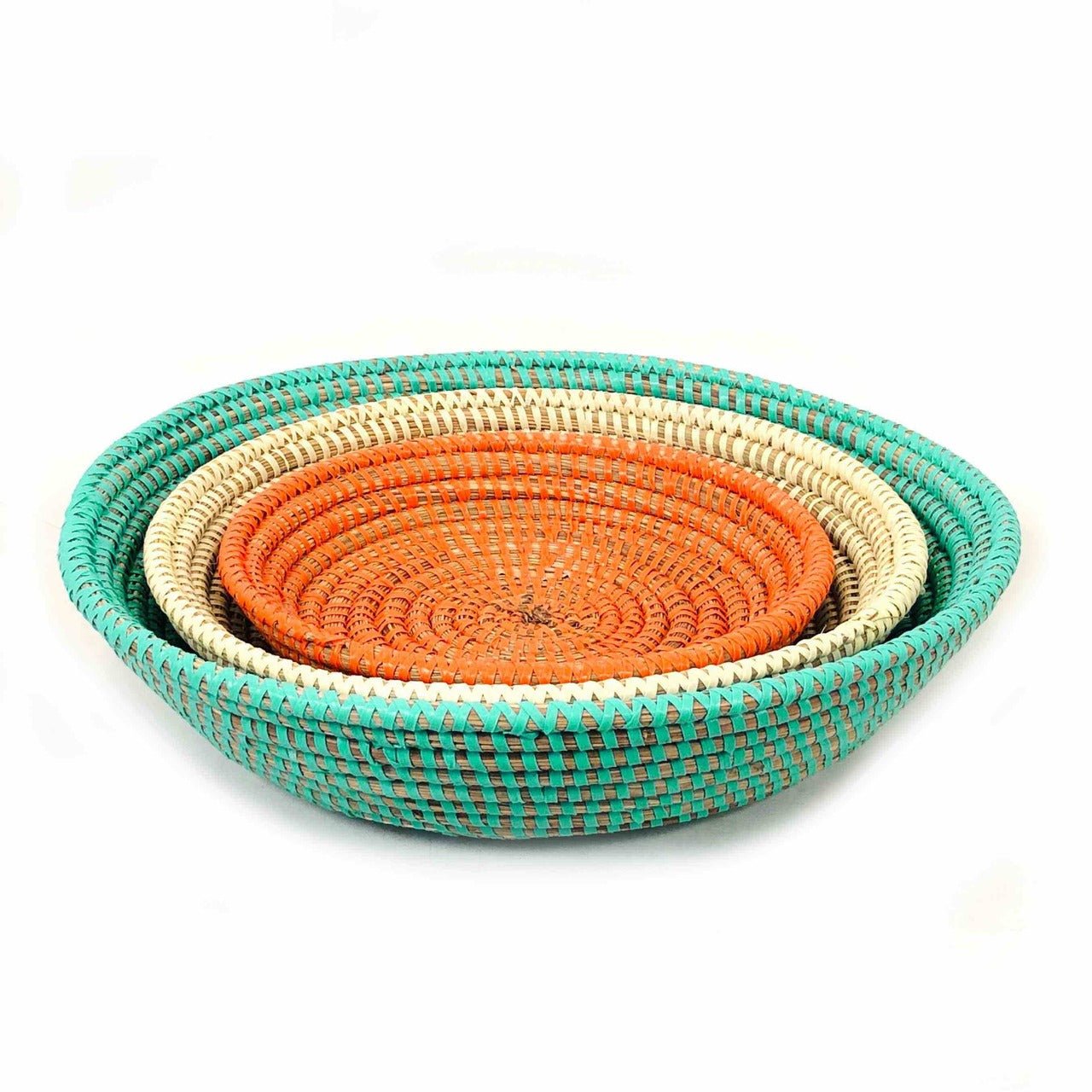 Tabletop Basket Bowl Set - Orange/ Turquoise/ White - Che Cose Belle
