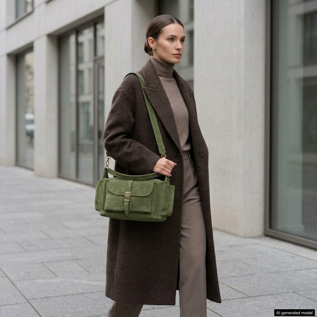 Italian Genuine Suede Shoulder Bag 323040