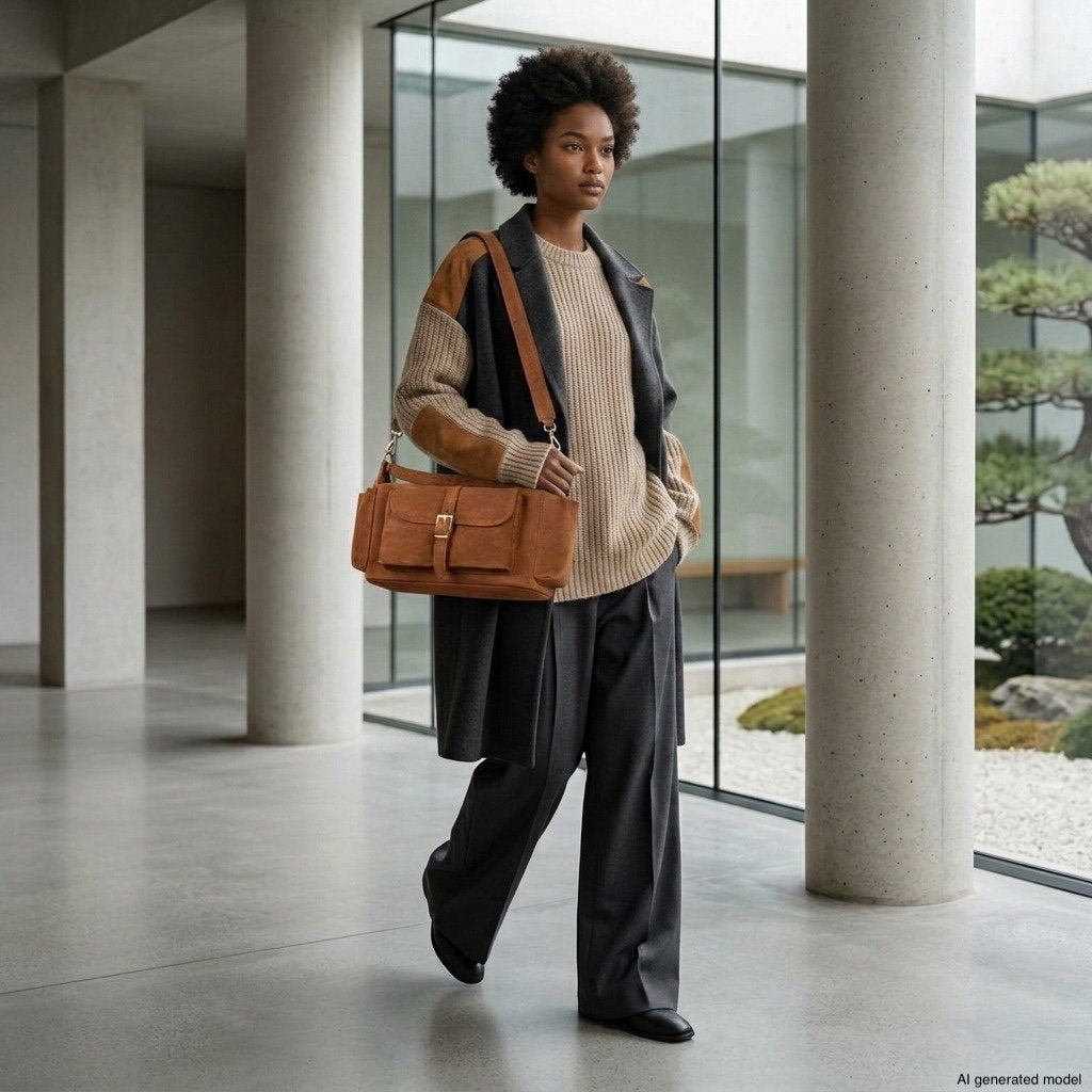 Italian Genuine Suede Shoulder Bag 323040