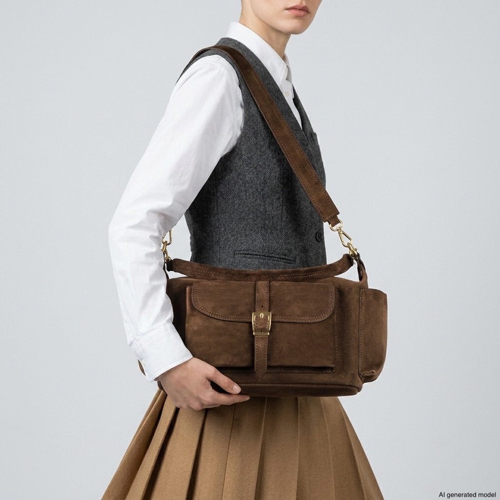 Italian Genuine Suede Shoulder Bag 323040