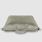 Italian Genuine Basketweave-Embossed Metallic Suede Top-Handle Bag | Treviso