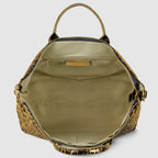 Italian Genuine Leopard-Print Metallic Suede Top-Handle Bag | Rimini