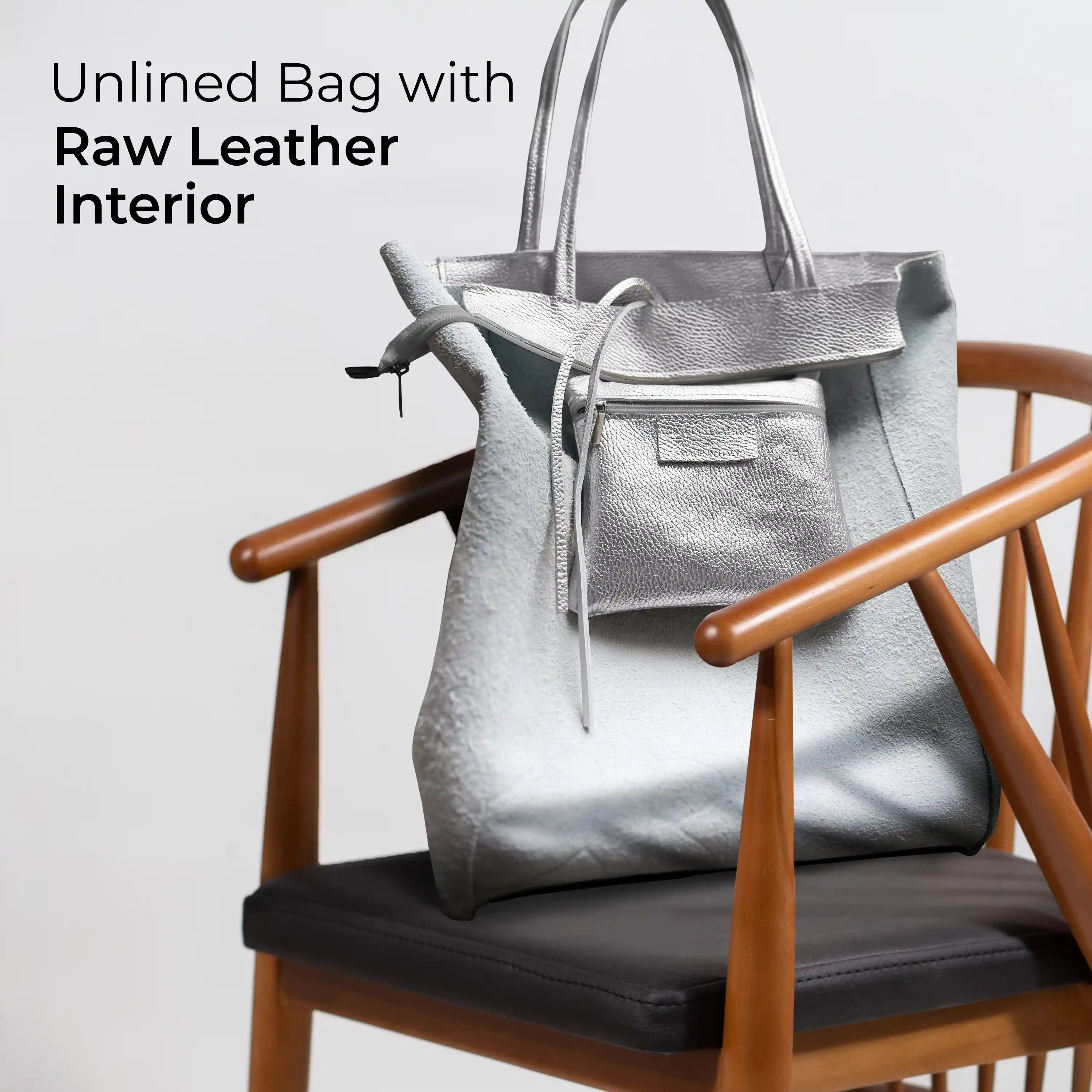 Italian Genuine Metallic Calf Leather Tote Bag 201718