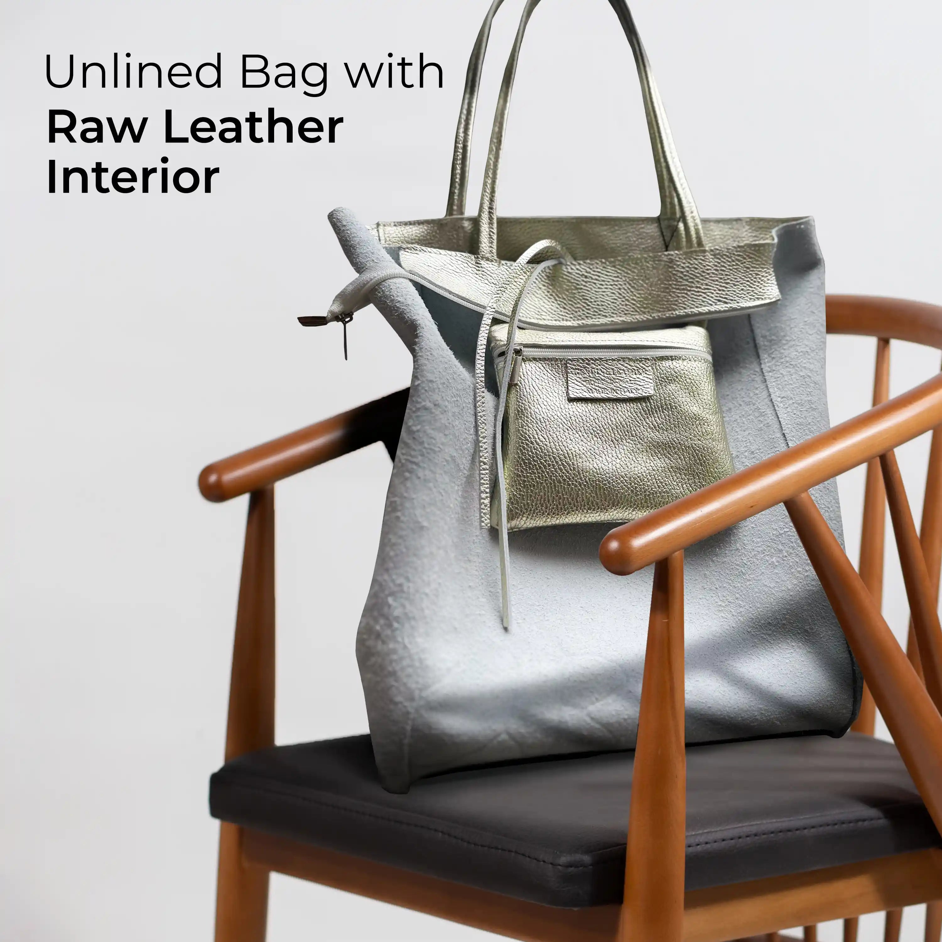 Italian Genuine Metallic Calf Leather Tote Bag 201718