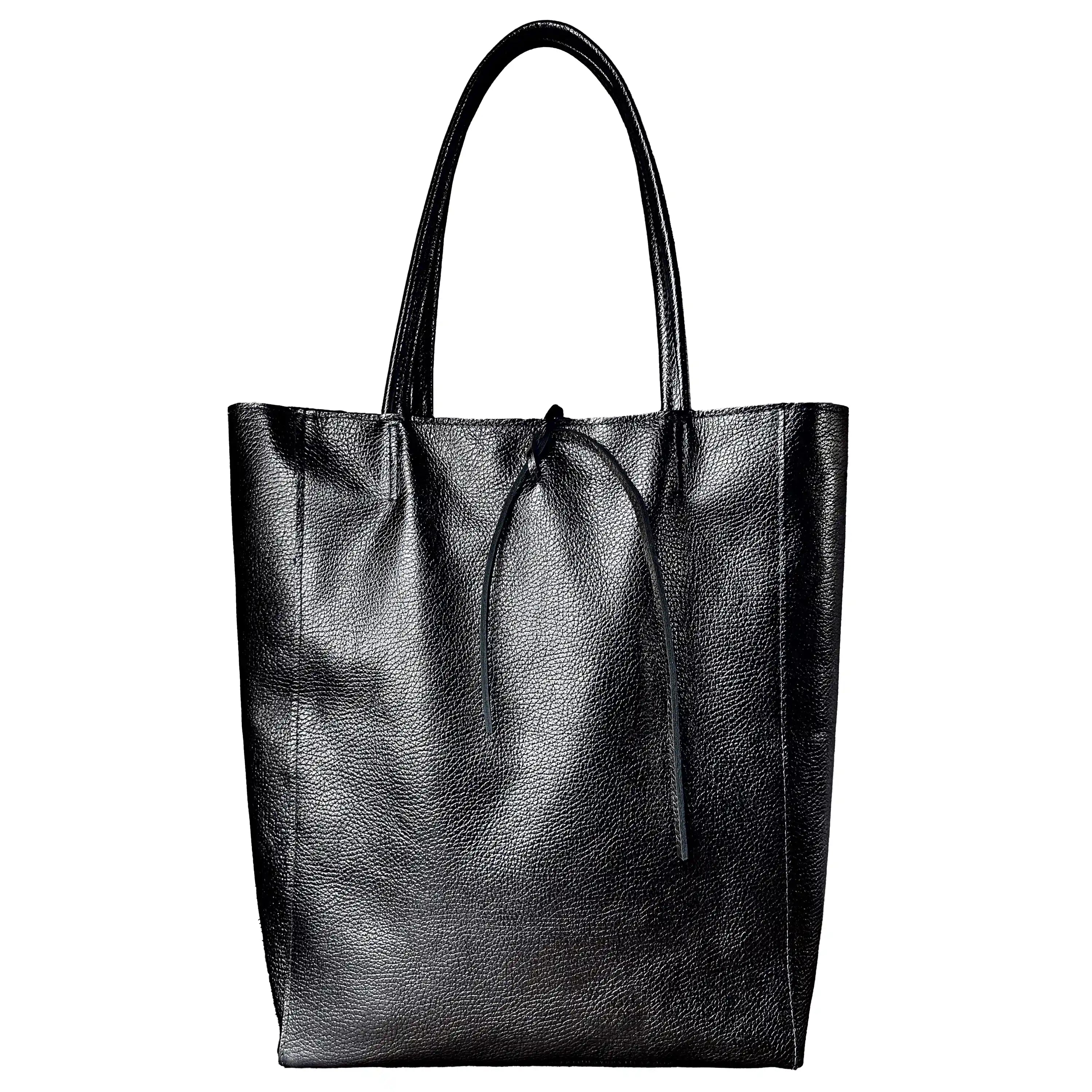 Italian Genuine Metallic Calf Leather Tote Bag 201718