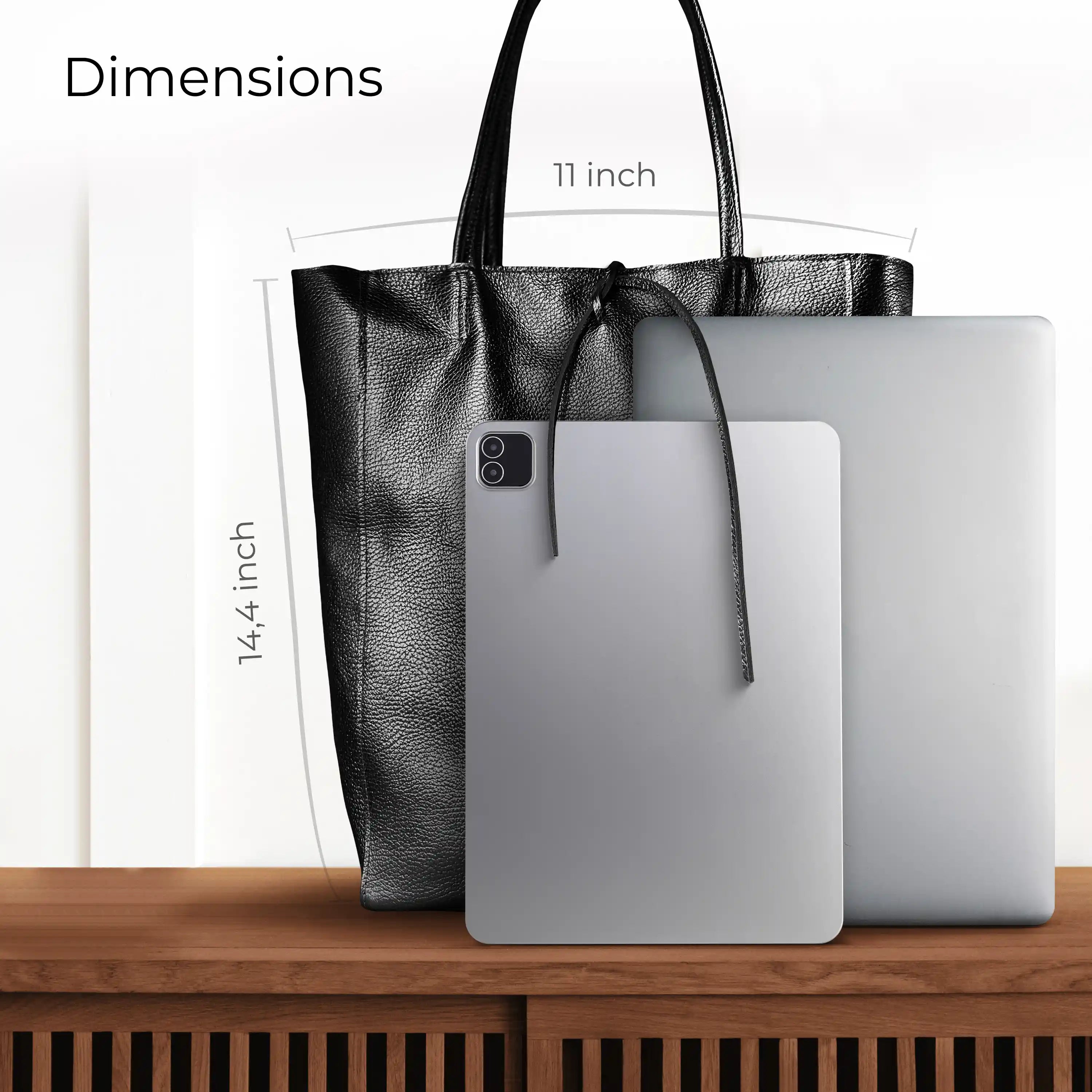Italian Genuine Metallic Calf Leather Tote Bag 201718