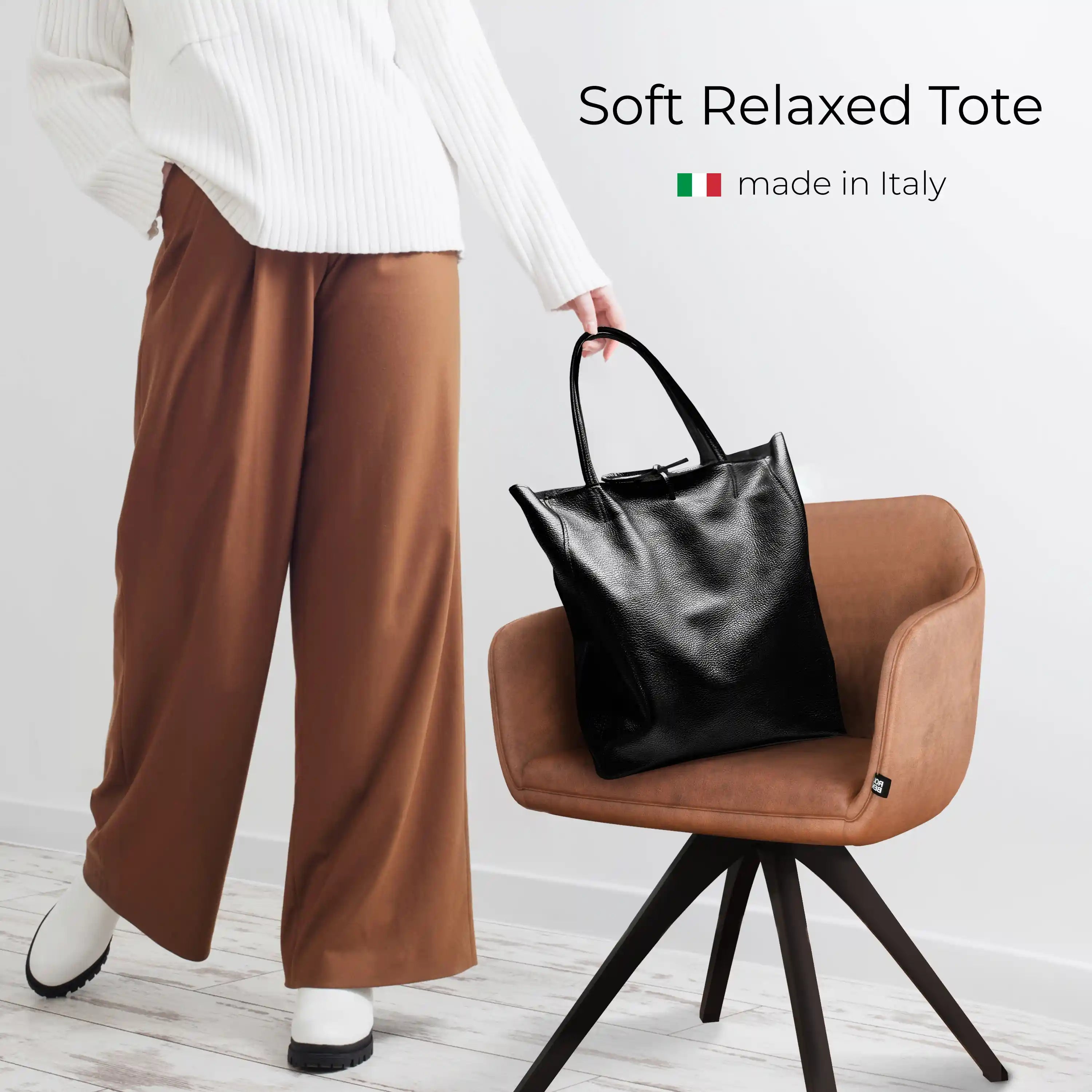 Italian Genuine Metallic Calf Leather Tote Bag 201718